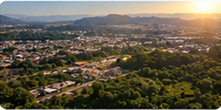 Vista panorâmica de vegetação e área urbana em imagem de referência